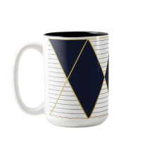 Tasse à deux tons de bleu marine d'or de