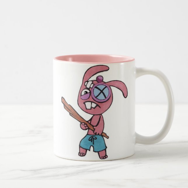 2 Couleurs Tasse à deux tons de combat du lapin 11oz (Droit)