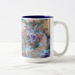 2 Couleurs Tasse à deux tons de dragon chinois - marine