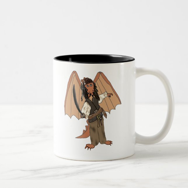 2 Couleurs Tasse à deux tons de dragon de pirate (Droit)