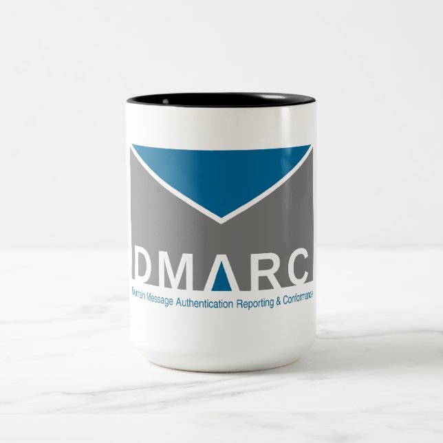 2 Couleurs Tasse à deux tons de logo de DMARC, 15 onces (Centre)