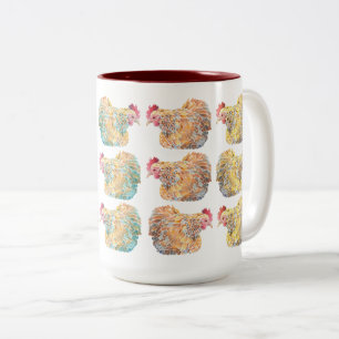 2 Couleurs Tasse à deux tons de poules colorées de mosaïqu