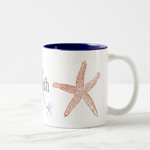 2 Couleurs Tasse à deux tons d'étoiles de mer - bleu marine