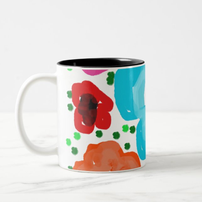 2 Couleurs Tasse à deux tons florale abstraite lumineuse et f (Gauche)