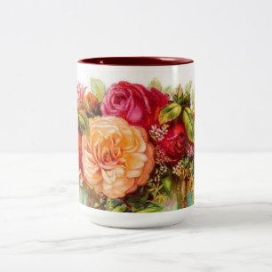 2 Couleurs Tasse à disposition florale vintage
