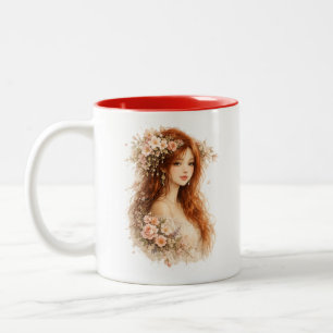 2 Couleurs Tasse à eau-forte de jeune fille à la rose sauvage