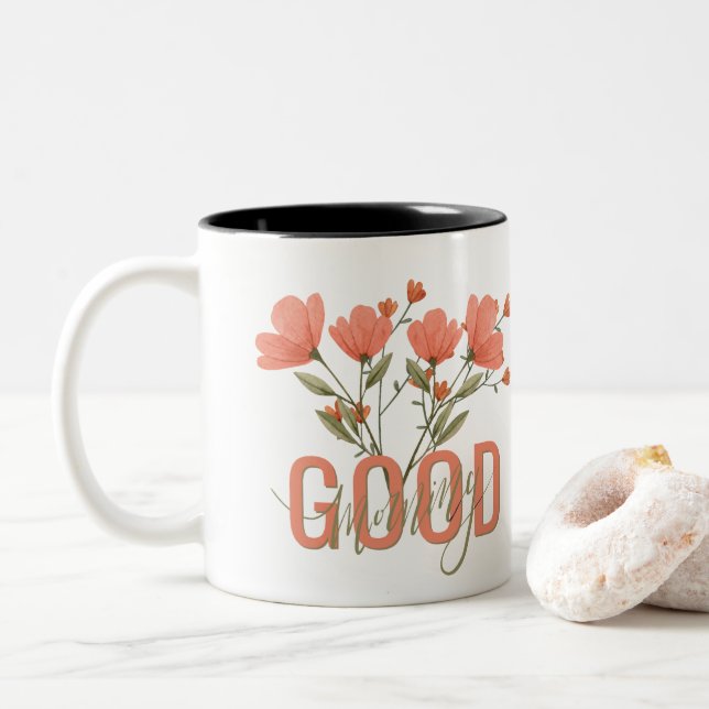 2 Couleurs tasse à fleur et bonjour (Avec donut)