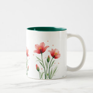 2 Couleurs tasse à fleurs peintes