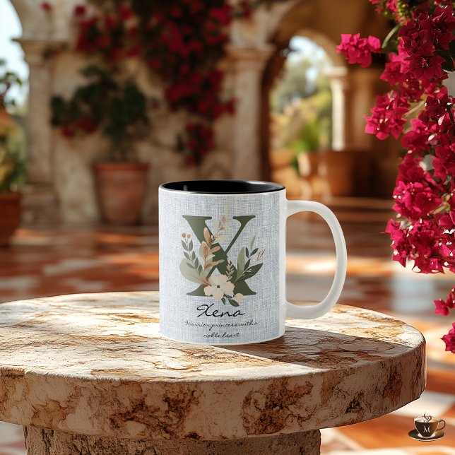 2 Couleurs Tasse à monogramme floral Boho Chic - Le cœur nobl (Créateur téléchargé)