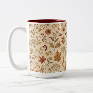 2 Couleurs Tasse à motif botanique vintage de campagne automn