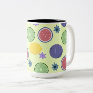 2 Couleurs Tasse à motif Citrus – Citron, Figue & Lime