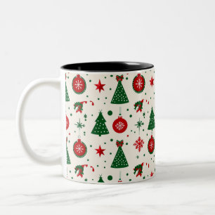 2 Couleurs Tasse à motif d'arbre de Noël et d'ornement classi