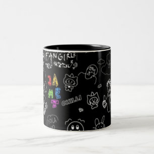 2 Couleurs Tasse à motif de personnage bâton noir Minimalis