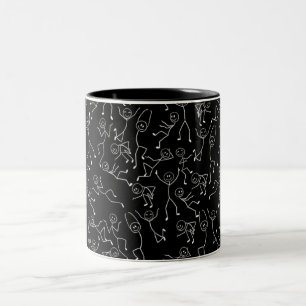 2 Couleurs Tasse à motif de personnage bâton noir   Minimalis