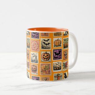 2 Couleurs Tasse à motif de timbres-poste Halloween hanté