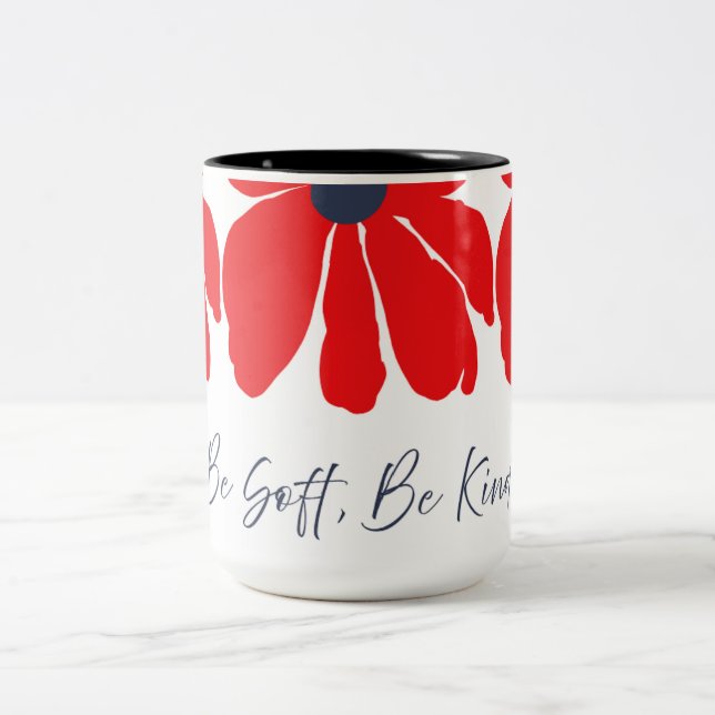 2 Couleurs Tasse à motif floral rouge (Centre)