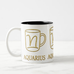 2 Couleurs Tasse à motif Zodiaque doré du Verseau