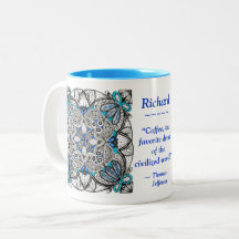 Tasse Abstrait Doodle avec citation de Blue et Jef