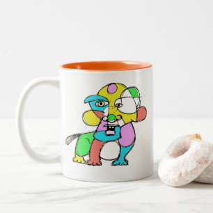 2 Couleurs Tasse abstraite de chien d'art de Denis Gaston