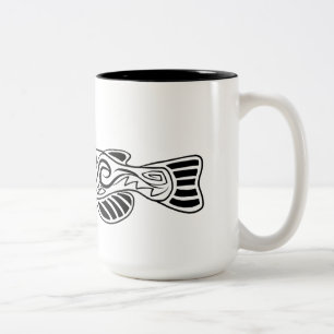 2 Couleurs Tasse abstraite de poisson-chat