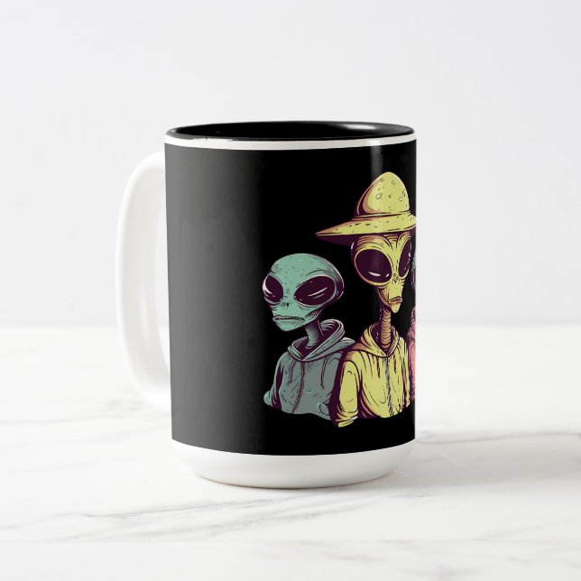 2 Couleurs Tasse Alien Duo – Rétro Sci-Fi (Devant gauche)