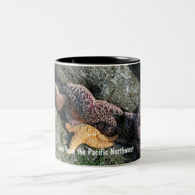 2 Couleurs Tasse :  Amour d'étoiles de mer de PNW (Centre)