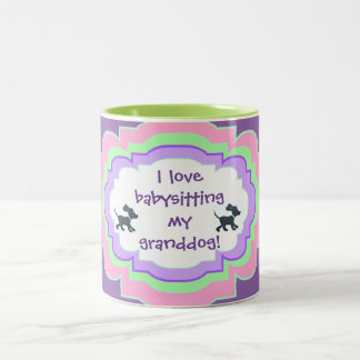 2 Couleurs tasse - amour d'I gardant les enfants mon granddog