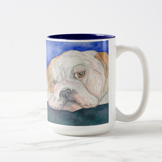 2 Couleurs Tasse anglaise isolée de bouledogue (Droit)