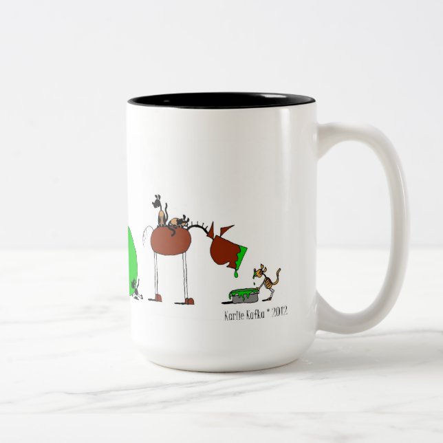 2 Couleurs Tasse animale mignonne de bande dessinée (Droit)