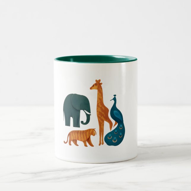 2 Couleurs Tasse - Animaux de zoo (Centre)