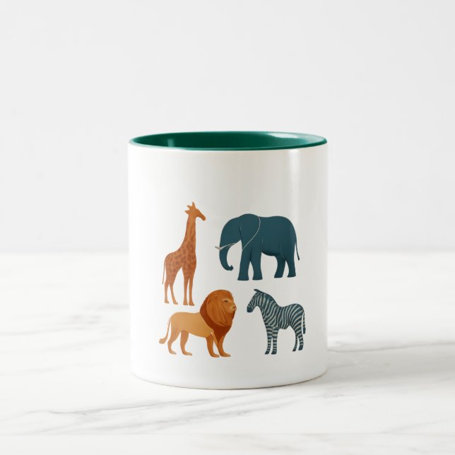 2 Couleurs Tasse - Animaux de Zoo (Centre)