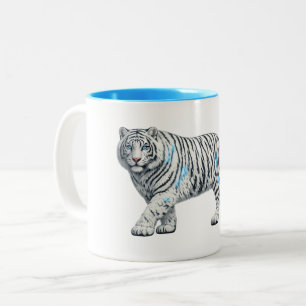 2 Couleurs Tasse artistique Tigre Blanc - Impression recto-ve