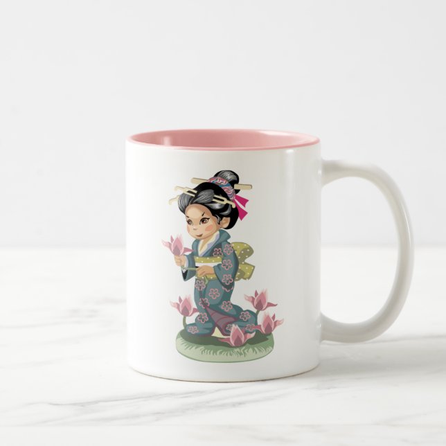 2 Couleurs Tasse asiatique de fille (Droit)