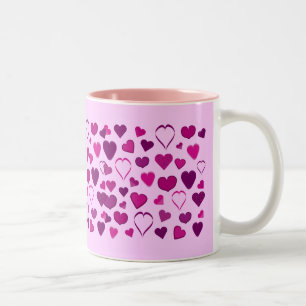 2 Couleurs Tasse assez rose et lilas de coeurs de bande