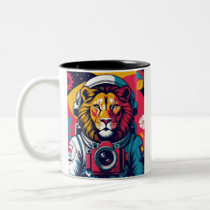 2 Couleurs Tasse Astronaute Lion Cosmique Café d'Art Spatia