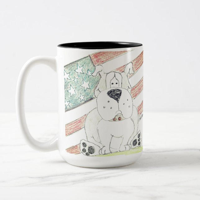 2 Couleurs tasse au bulldog patriotique (Gauche)