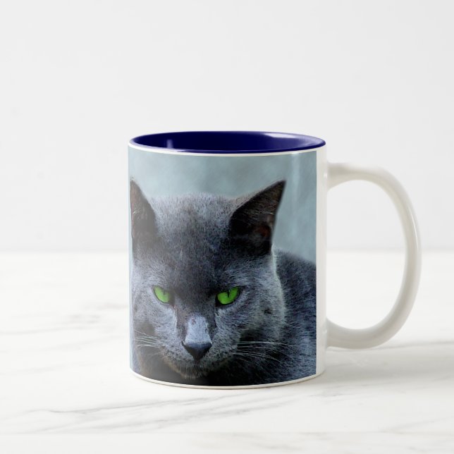 2 Couleurs Tasse aux yeux verts de chat (Droit)