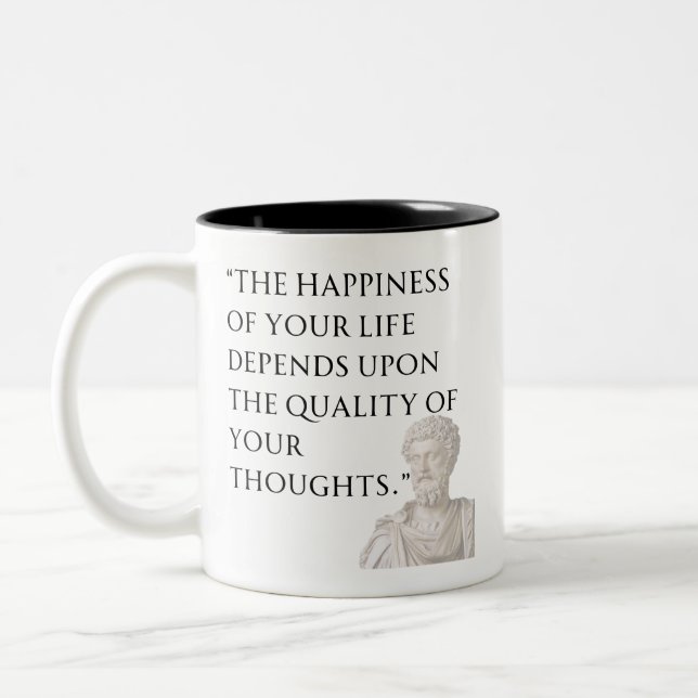 2 Couleurs Tasse avec citation de Marc Aurèle (Gauche)