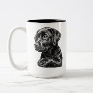 2 Couleurs Tasse avec croquis de chiot Black Lab   Cadeau att