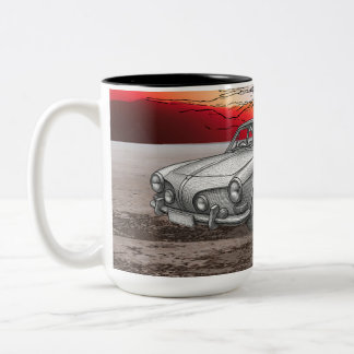 2 Couleurs Tasse avec illustration de voiture de style rétro