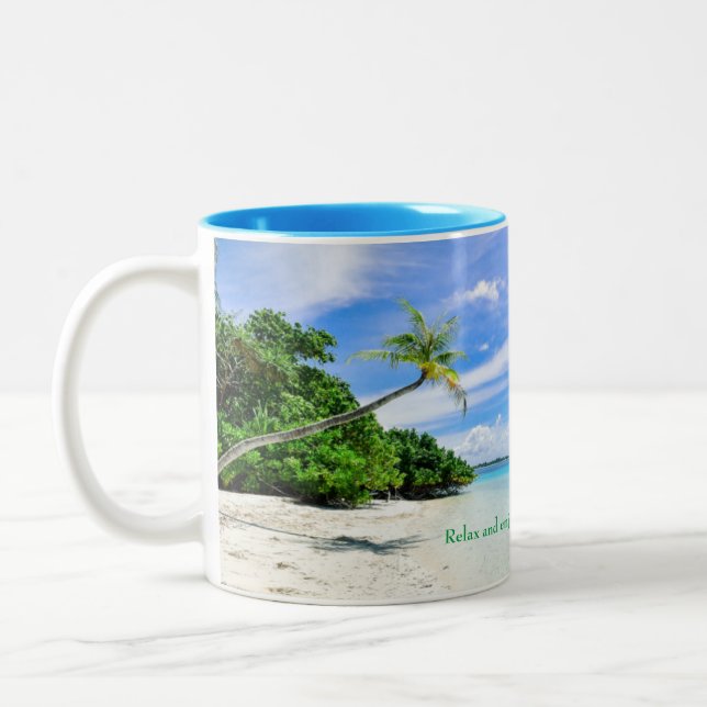 2 Couleurs Tasse avec la copie intérieure et tropicale bleue (Gauche)