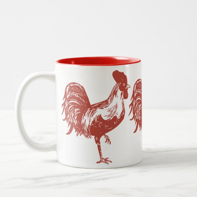 2 Couleurs Tasse avec le coq rouge (Gauche)