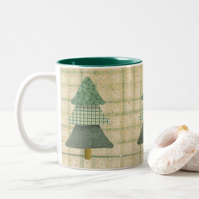 2 Couleurs Tasse avec motif de pin de campagne (Avec donut)