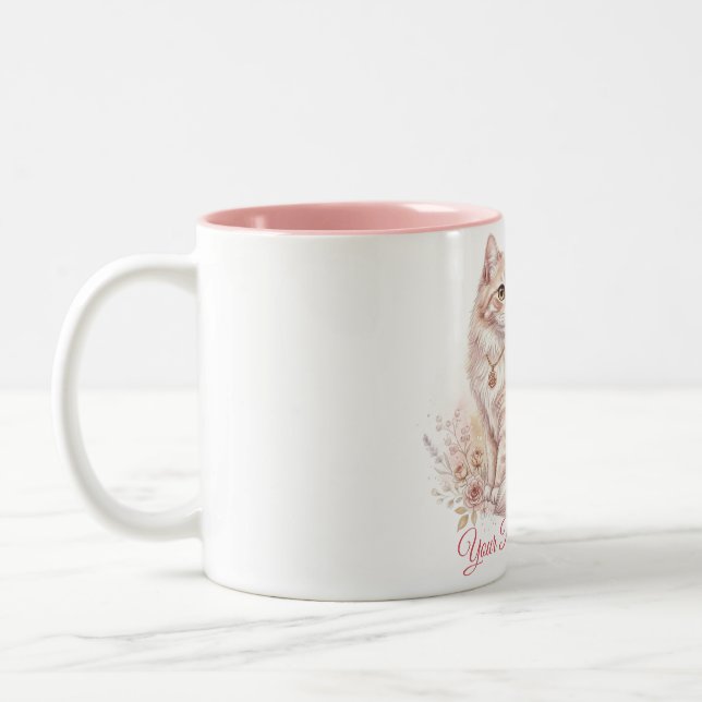 2 Couleurs Tasse avec nom de chat personnalisé  (Gauche)
