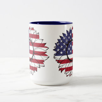 2 Couleurs Tasse avec tournesol drapeau USA, 4 juillet