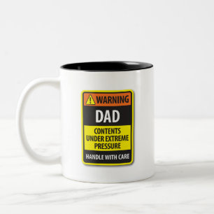 2 Couleurs Tasse avec un panneau d'avertissement drôle Papa s