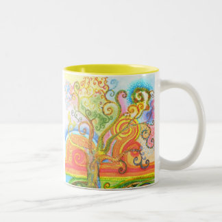 2 Couleurs Tasse avec une conception psychédélique colorée