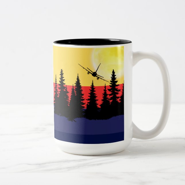2 Couleurs Tasse Avion de Nuit (Droit)