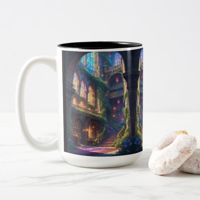2 Couleurs Tasse Bibliothèque Enchantée (Avec donut)