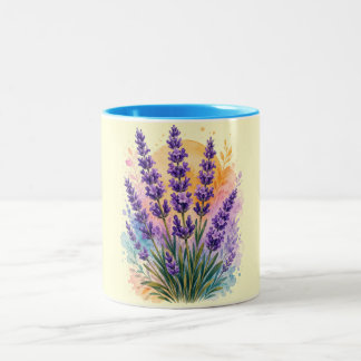 2 Couleurs Tasse bicolore aquarelle à brin de lavande